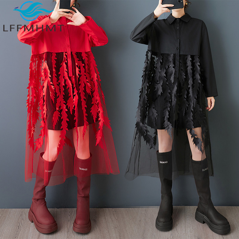 Spring New Loose Floral Print  - Korean Style A Line Shirt Dress ulasan dan harga