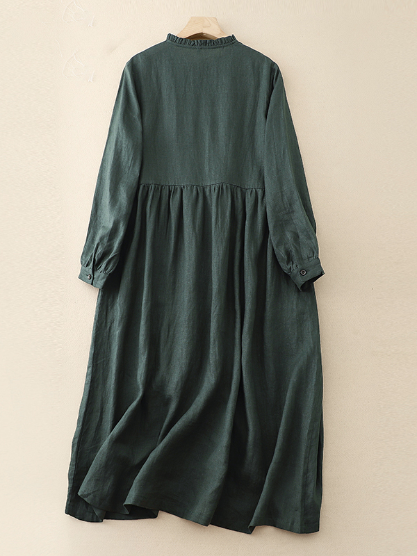 Casual Loose Cotton Linen Long - Casual Loose Linen Shirt Dress ulasan dan harga