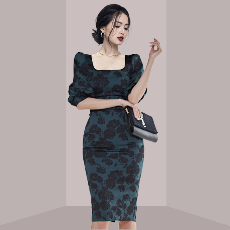Elegant Ladylike Floral Print  - French Vintage Floral Midi Dress ulasan dan harga
