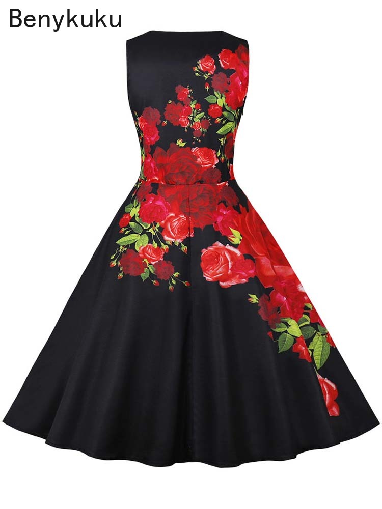 1950s Vintage Summer Dress Wom - French Vintage Floral Midi Dress ulasan dan harga