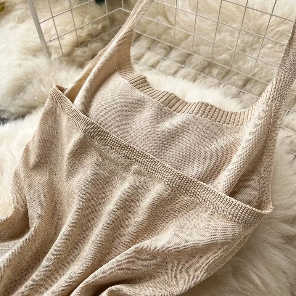 2024 Fashion Y2K Solid Knitted - Y2K Backless Halter Mini Dress ulasan dan harga