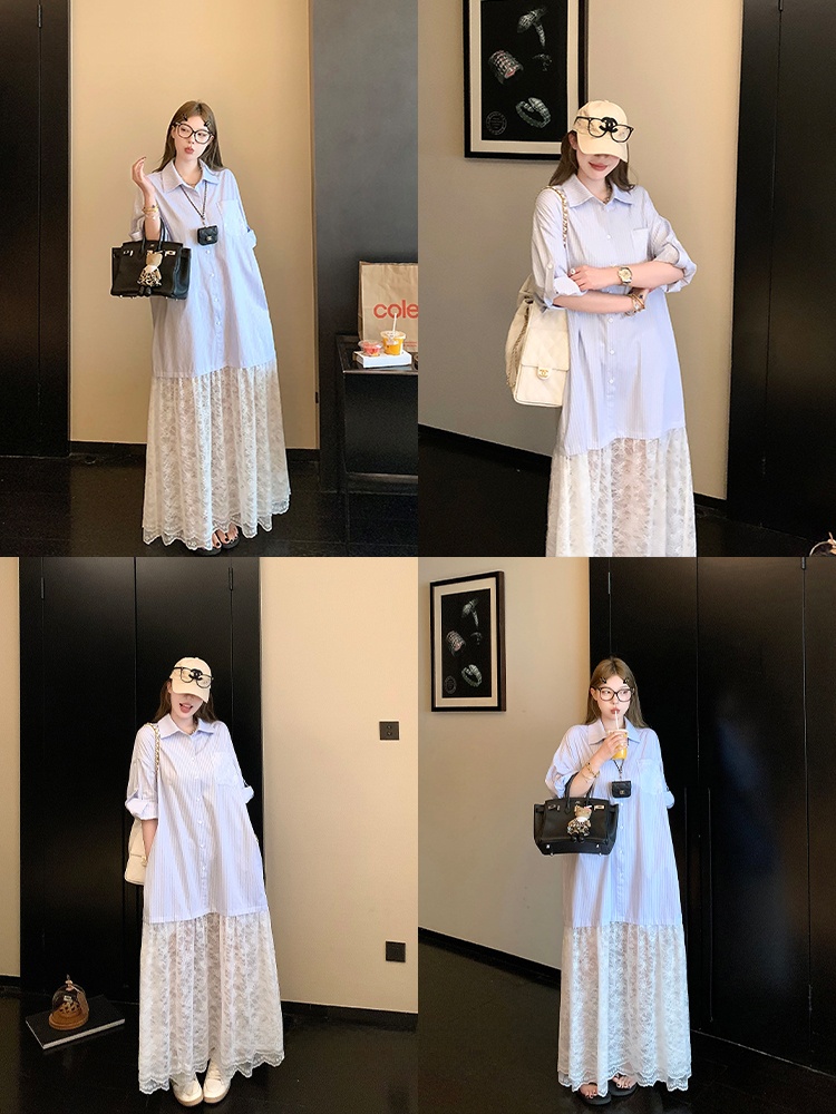 Luu Cherry Girl Lace A-Line Sh - Korean Style A Line Shirt Dress ulasan dan harga