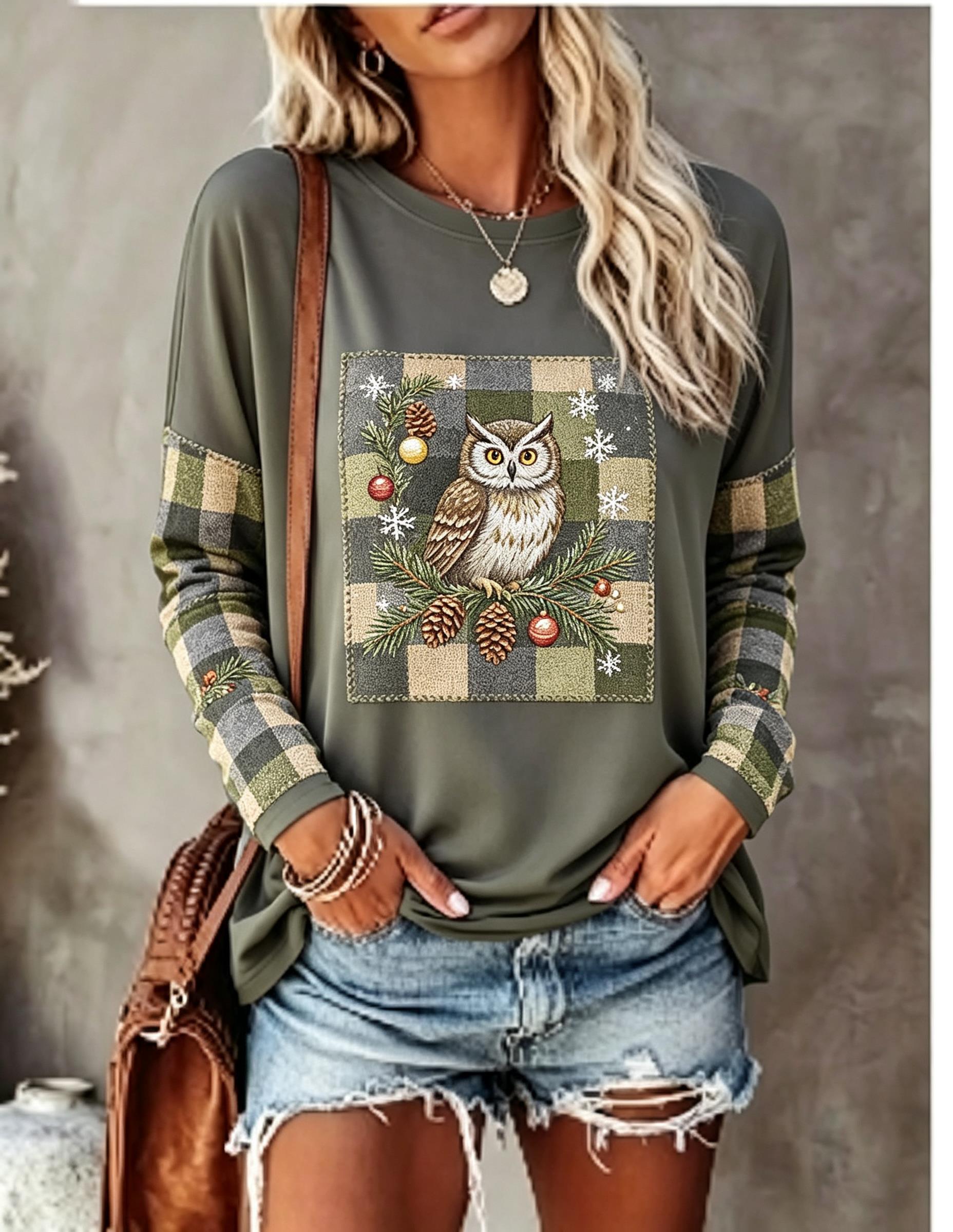 Women Long Sleeve T Shirt Fox  - Blouses ulasan dan harga