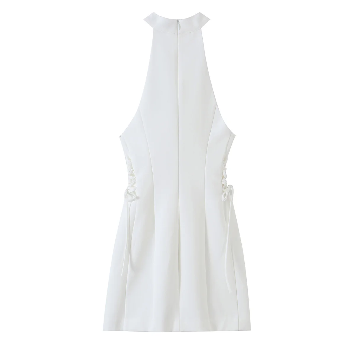 Women White High Neck Halter M - Y2K Backless Halter Mini Dress ulasan dan harga