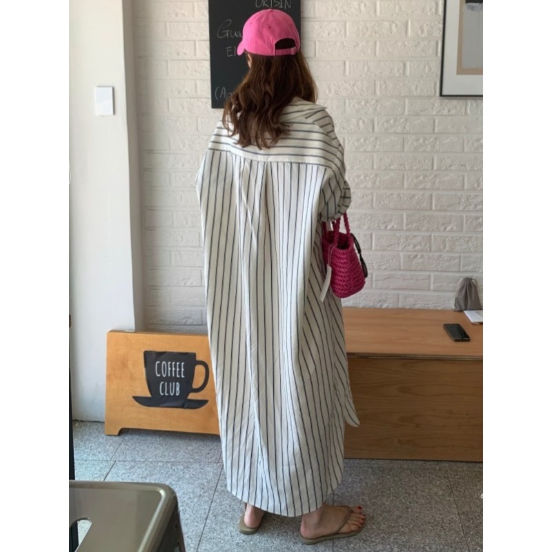 Korean Minimalist Loose Collar - Korean Style A Line Shirt Dress ulasan dan harga