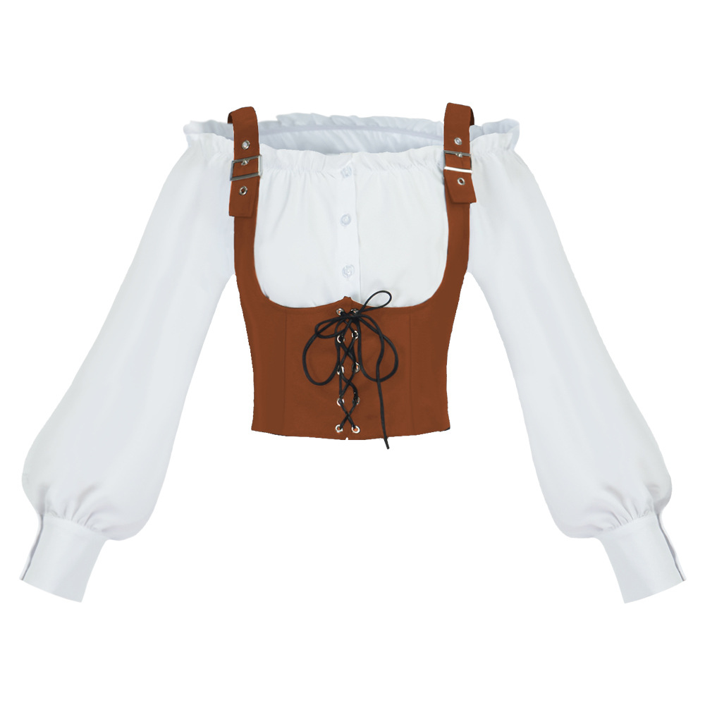 Retro Western Style Women Blou - Tops ulasan dan harga