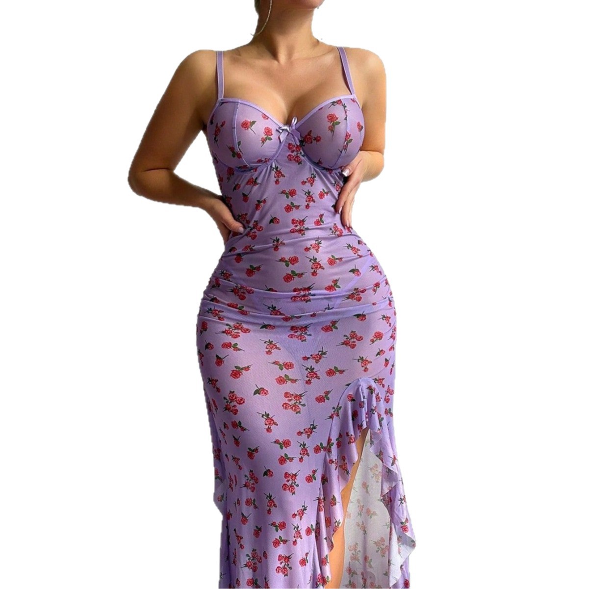 Sheer Mesh Plus-size Sexy Ling - Sexy Mesh Sheer Bodycon Dress ulasan dan harga